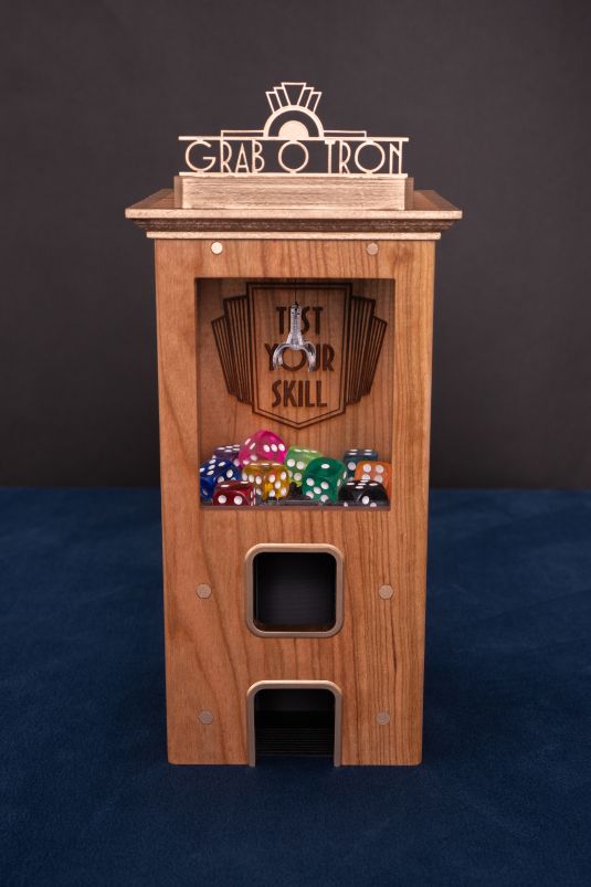 Isometric view claw machine dice tower