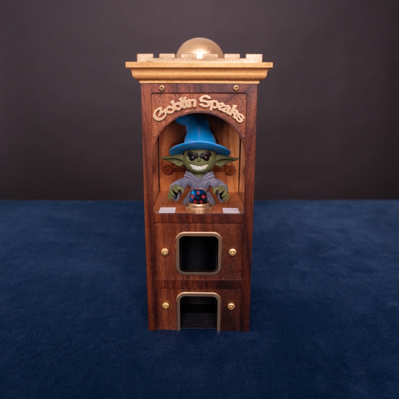 Walnut goblin speaks dice tower